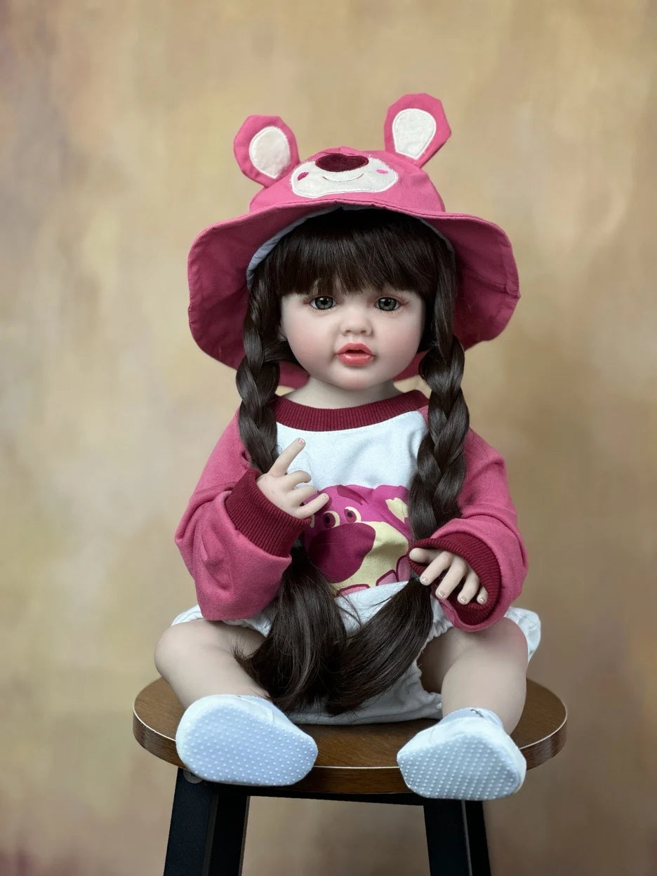 bzdoll 55 cm 22 inch reborn dolls realistic full silicone baby bebe newborn girl doll princess toddler toy gift