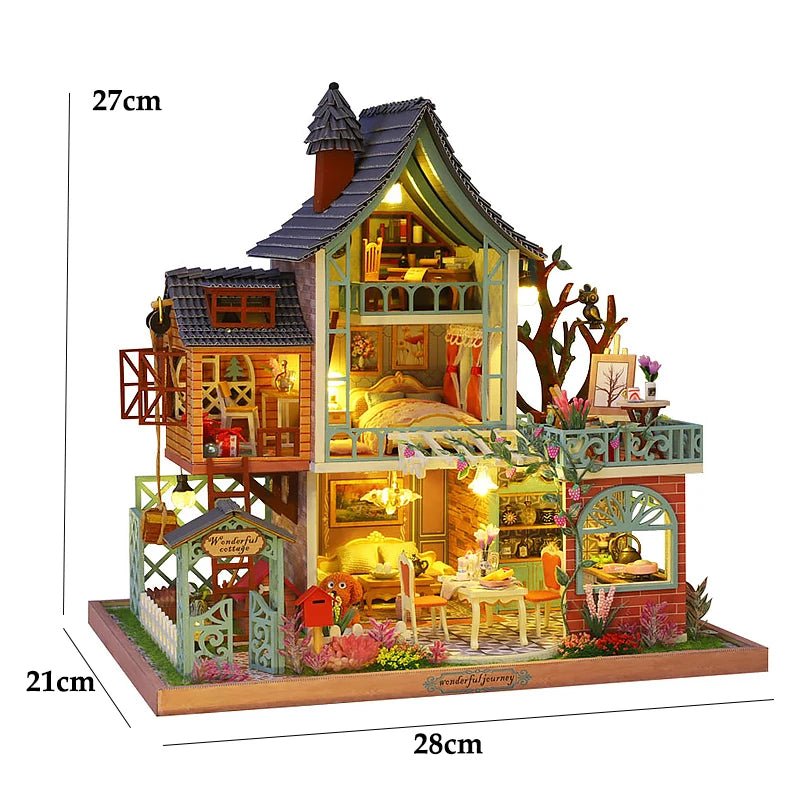 Wooden Miniature Doll House 3D Puzzle Assembly Building Model Kit Small Room Toys Home With Furniture Lighting Wooden Craft Gift | Tesoro Dolls