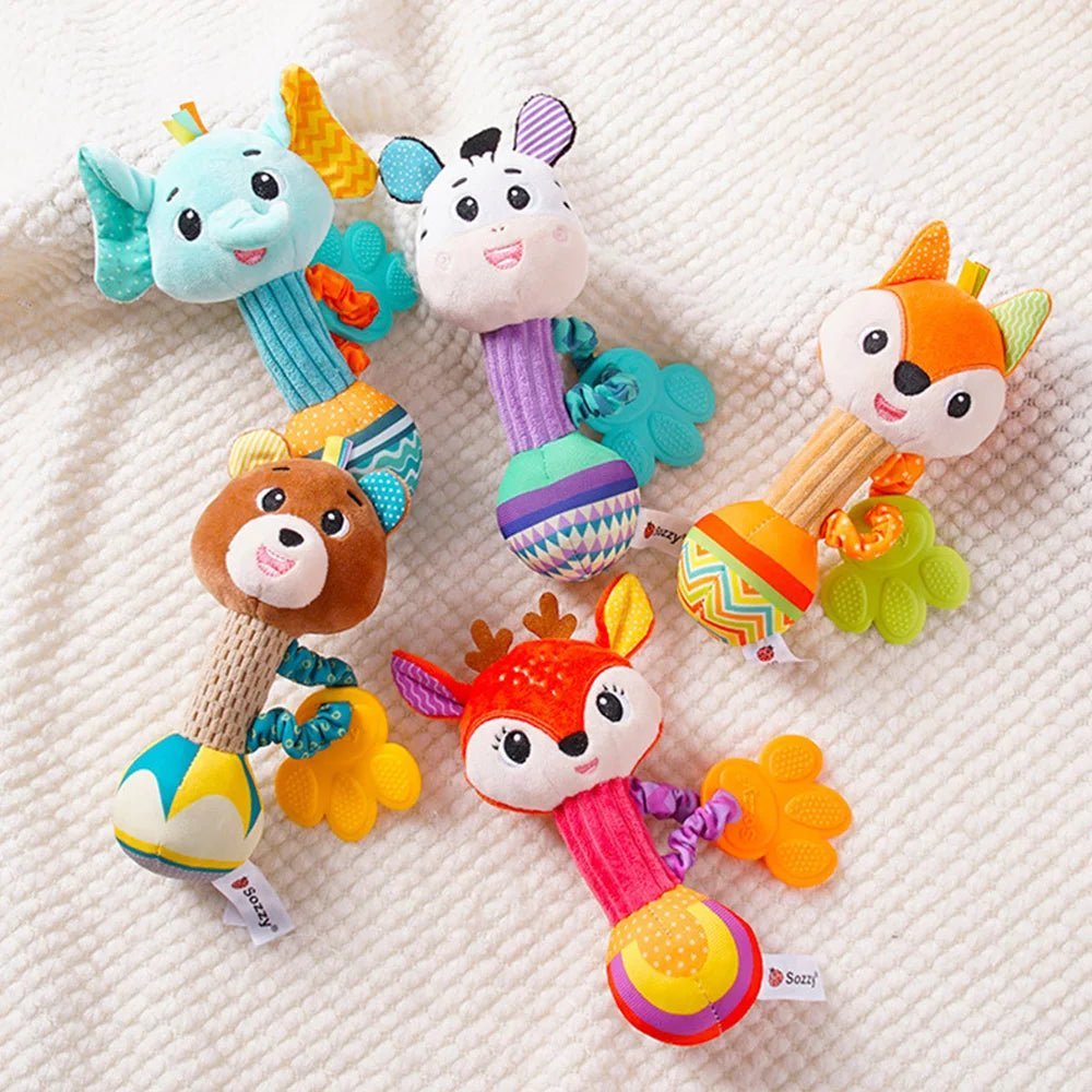 baby rattles soft stuffed animal rattle hand grip baby toys shaker crinkle squeaky sensory travel accessories