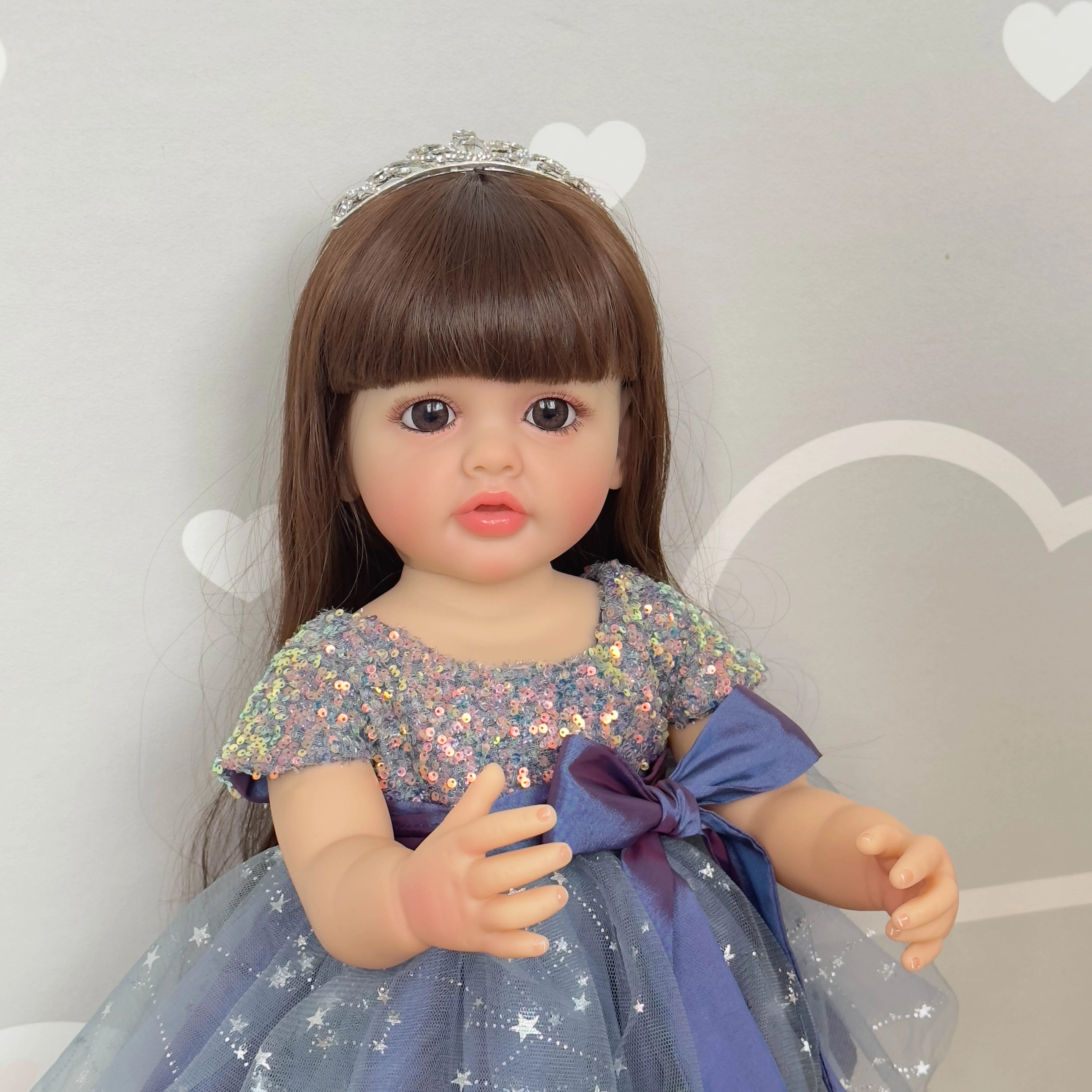 NPK 22inch Full Body Standing Toddler Girl Doll Reborn Princess Betty Long Hair in Dress Soft Cuddly Body Gifts for | Tesoro Dolls