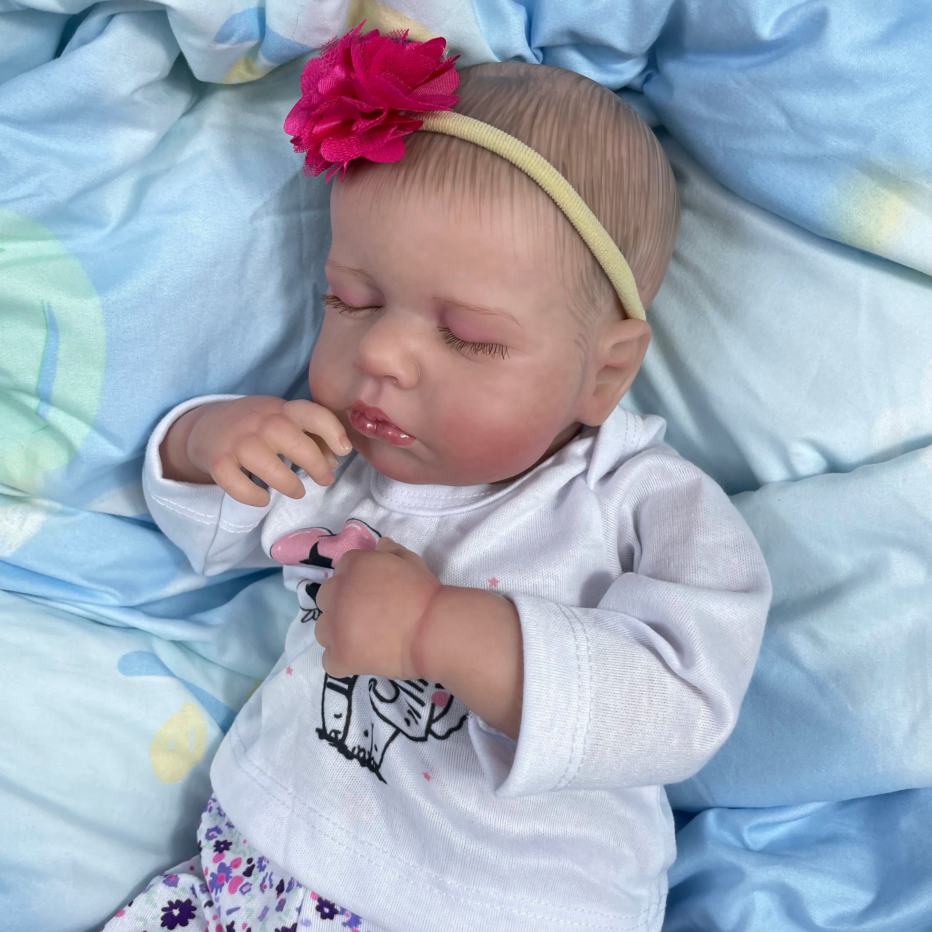 50cm finished reborn baby dolls loulou sleeping girl lifelike silicone vinyl newborn 3d skin visible veins diy toys