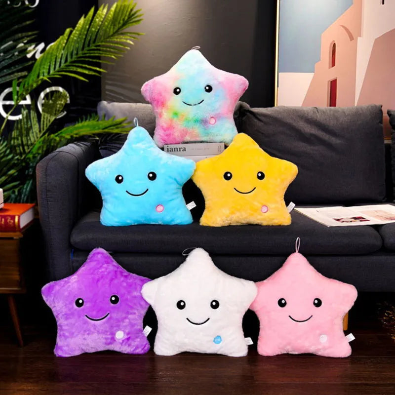 34cm creative toy luminous pillow soft stuffed plush glowing colorful stars cushion led light toys gift