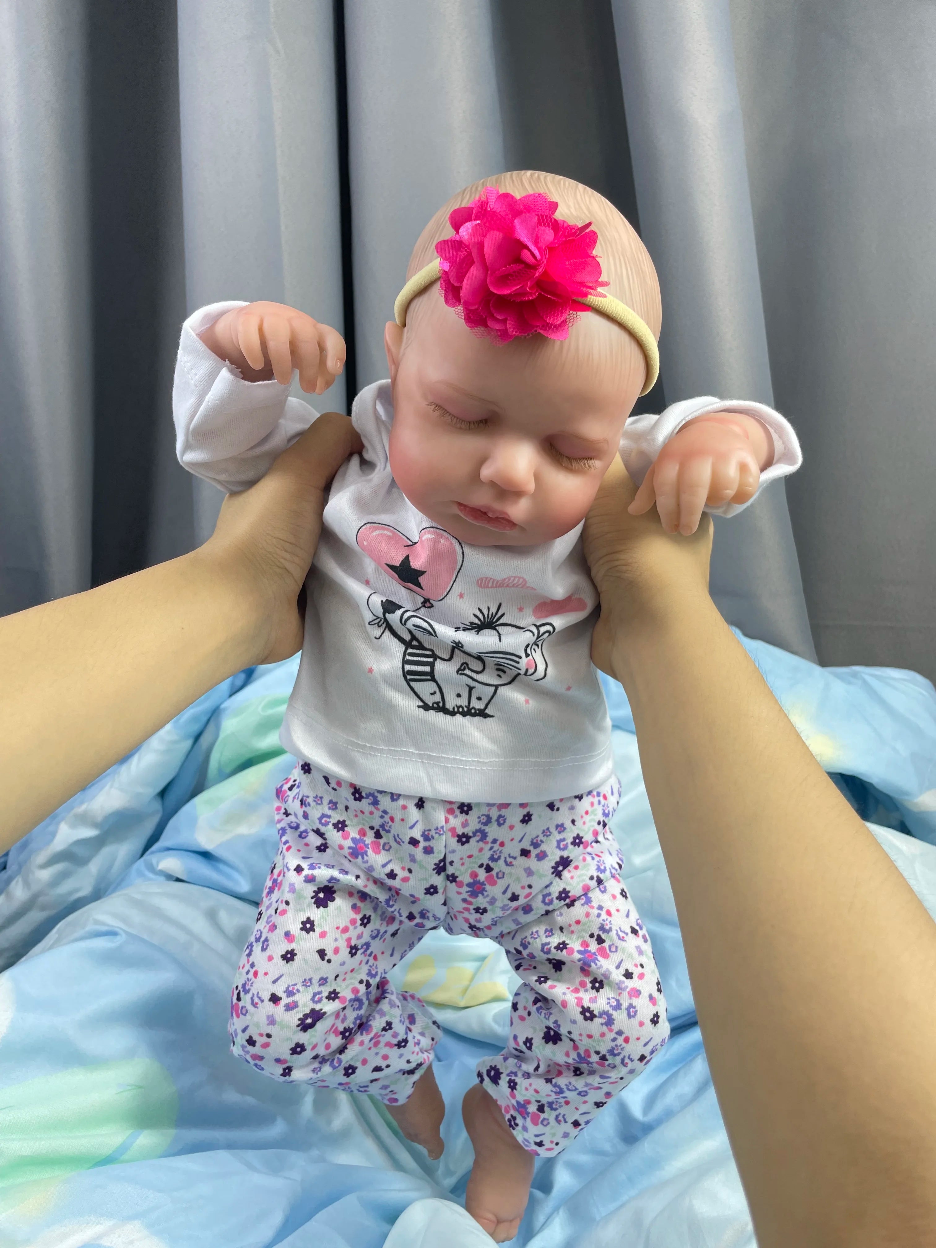 50cm finished reborn baby dolls loulou sleeping girl lifelike silicone vinyl newborn 3d skin visible veins diy toys