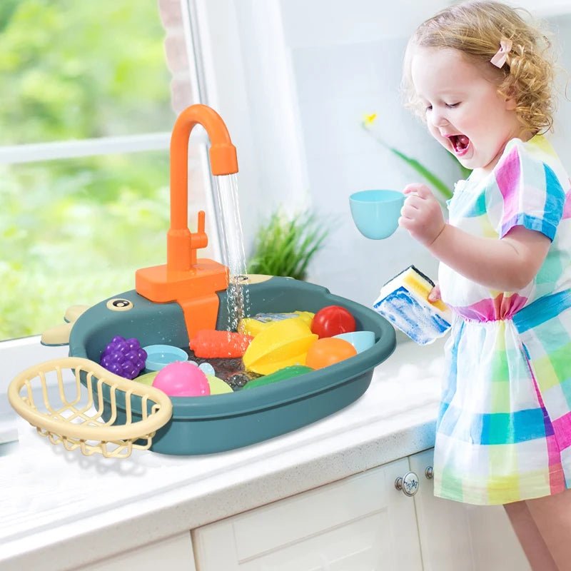 Kids Kitchen Sink Toys Simulation Electric Dishwasher Mini Kitchen Food Pretend Play House Toy Set Children Role Play Girl Toys | Tesoro Dolls