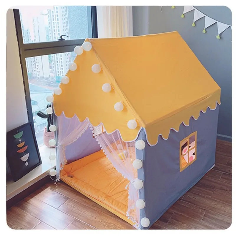 Portable Kids Tent Children's Tent Folding Tipi Baby Play House Large Girls Pink Princess Party Castle Child Room Decor Foldable | Tesoro Dolls