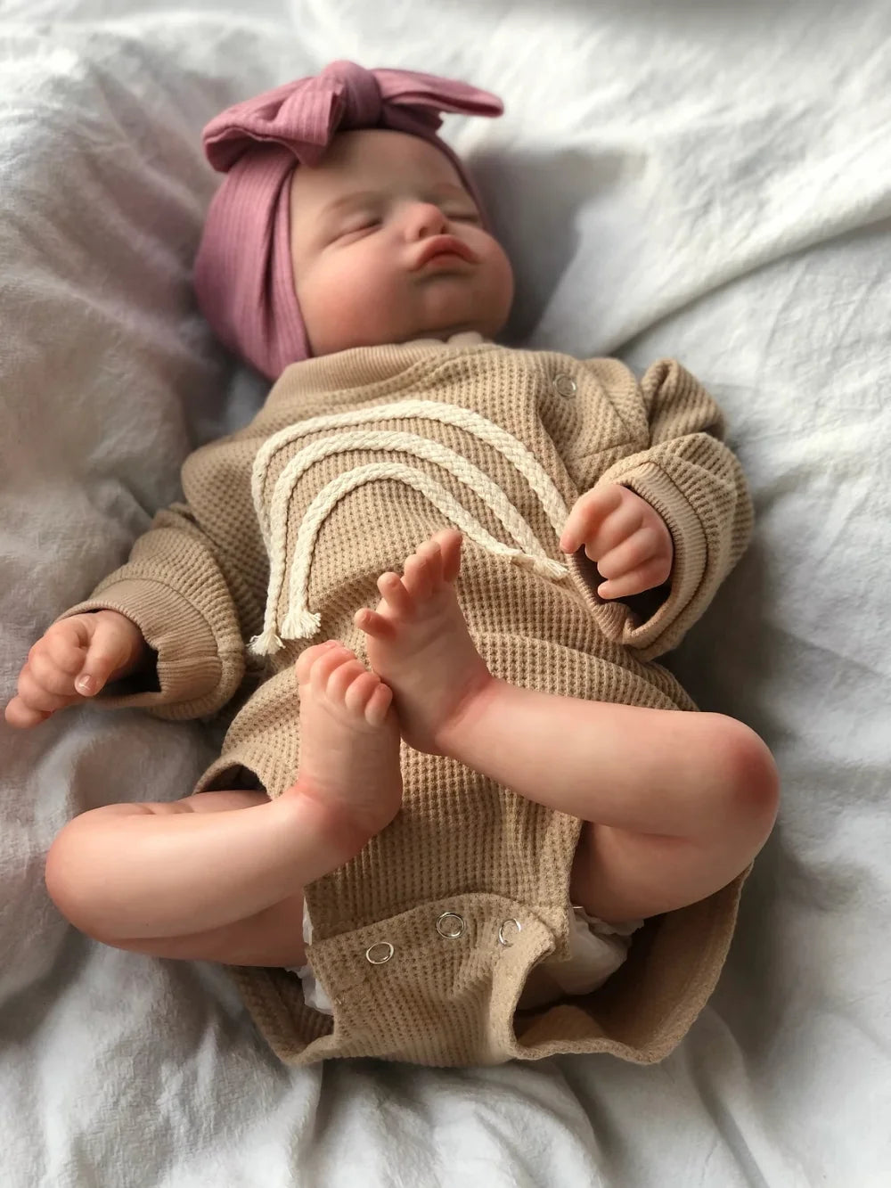 finished painted reborn doll rosalie newborn sleeping doll soft hand-drawing hair 3d skin tone visible veins