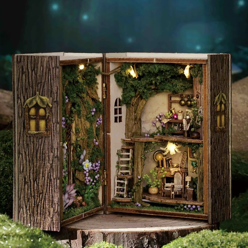 Casa de Muñecas en Miniatura de Madera 3D - Kit de Construcción con Muebles e Iluminación