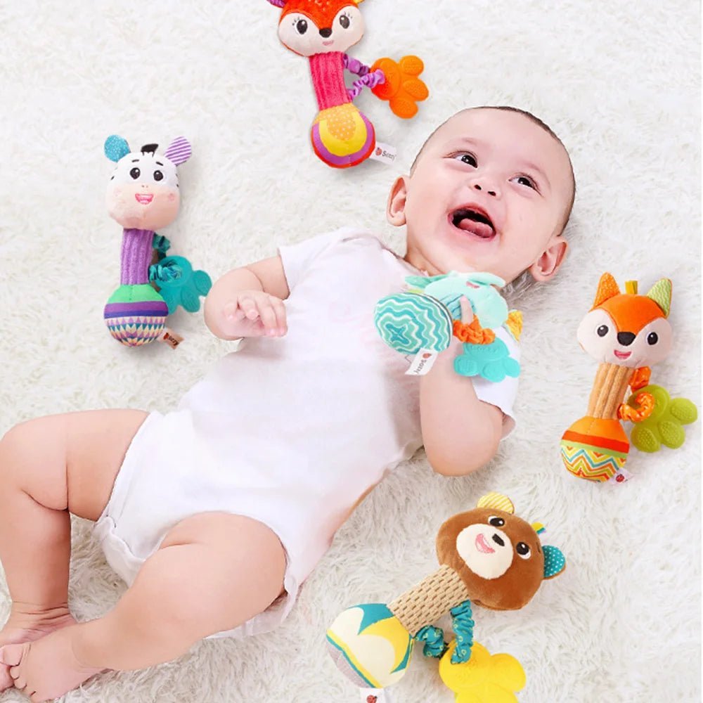 baby rattles soft stuffed animal rattle hand grip baby toys shaker crinkle squeaky sensory travel accessories