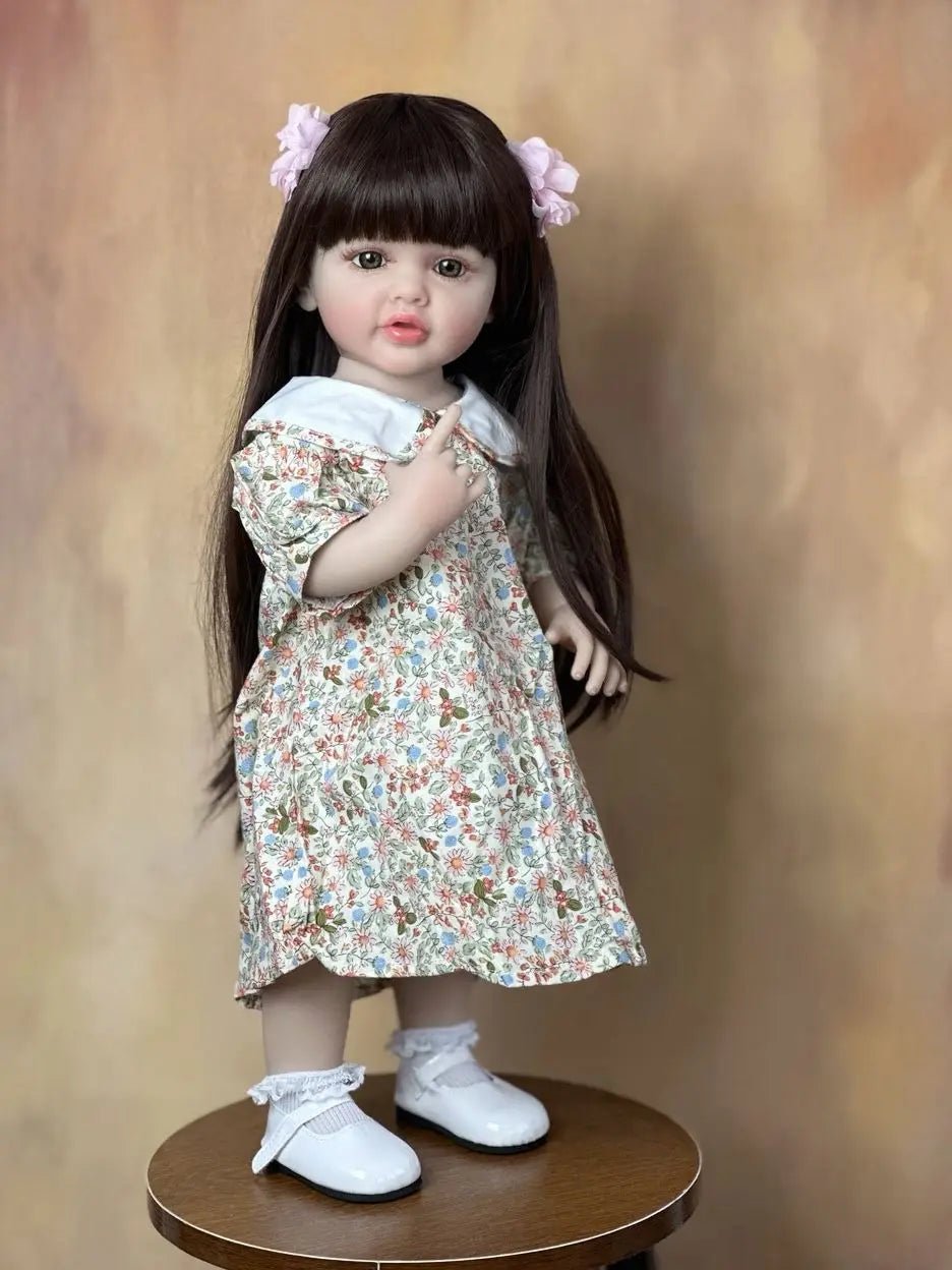 stand reborn baby lifelike girl doll full soft silicone body princess toddler bebe birthday gift