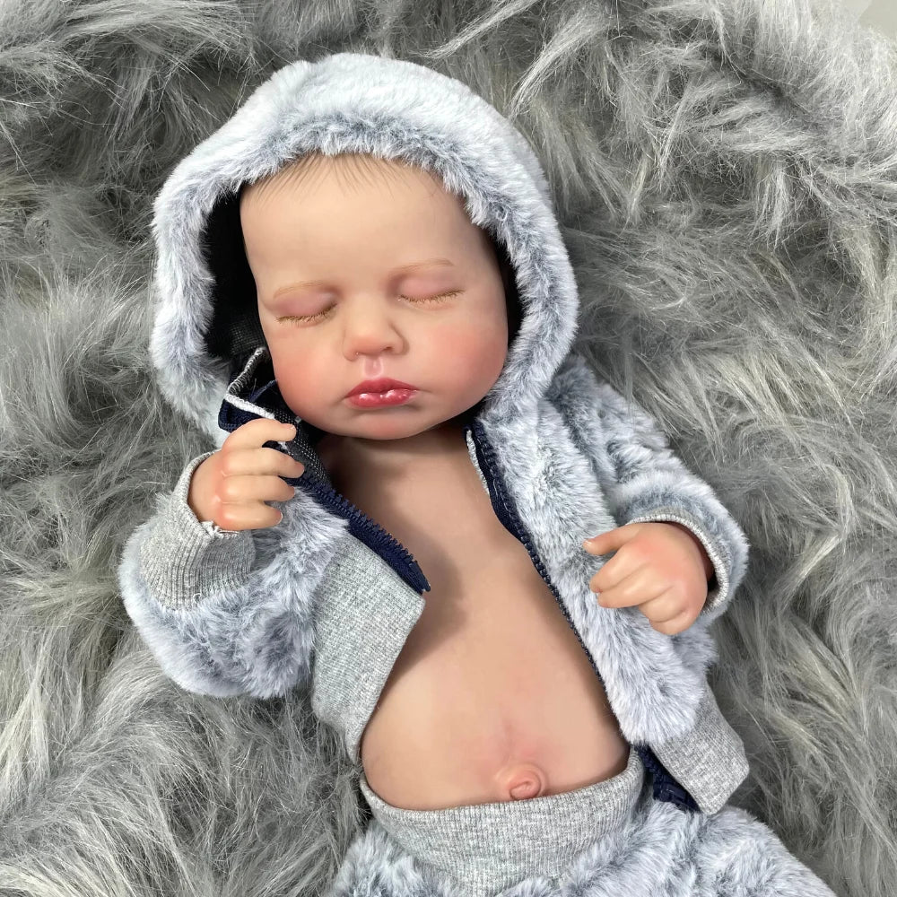 20inch reborn loulou full vinyl body washable newborn baby doll reborn girl 3d skin tone visible veins doll