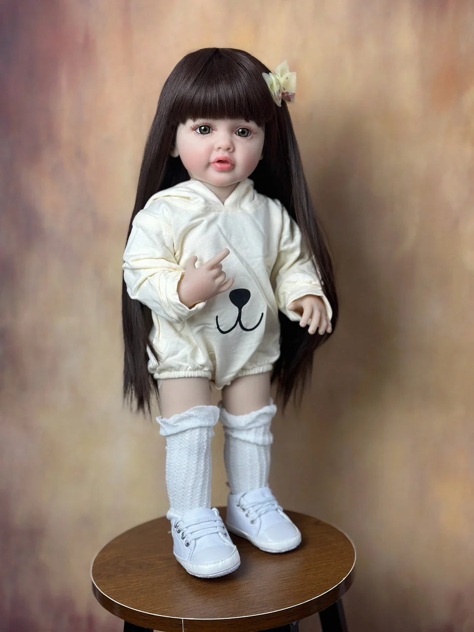 stand reborn baby lifelike girl doll full soft silicone body princess toddler bebe birthday gift