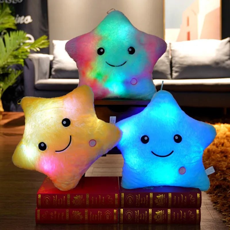 34cm creative toy luminous pillow soft stuffed plush glowing colorful stars cushion led light toys gift