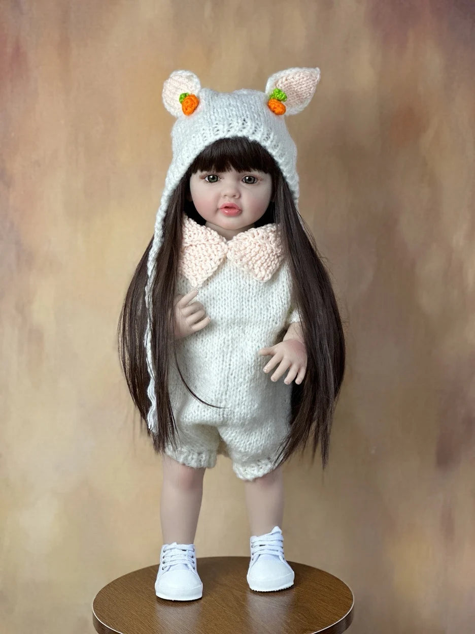 stand reborn baby lifelike girl doll full soft silicone body princess toddler bebe birthday gift