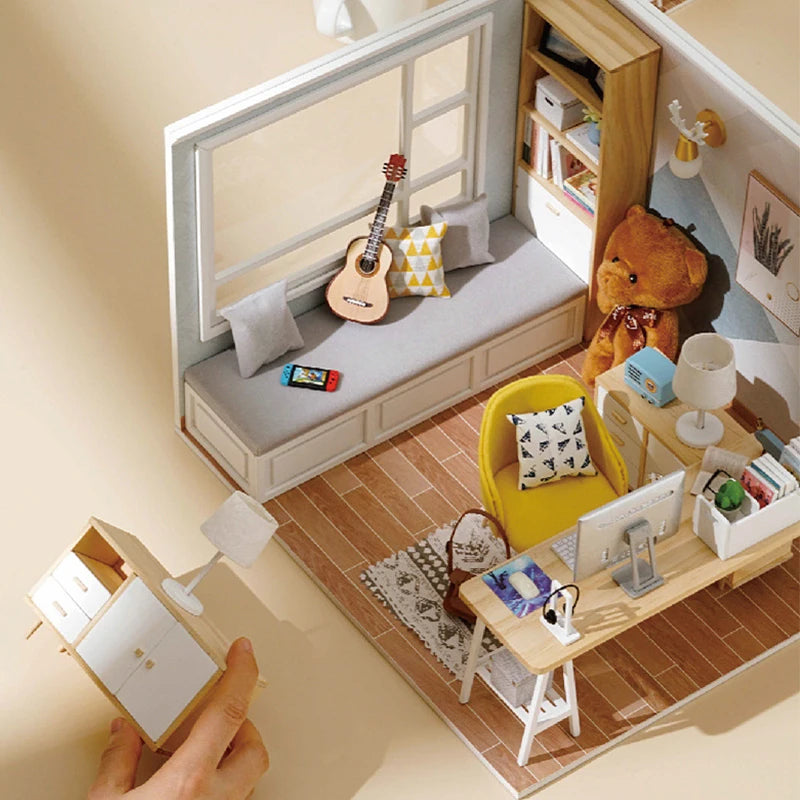 Wooden Miniature Doll House DIY Small House Kit Making Room Toys 3D Puzzle Assembly Building Model Toys for Birthday Gifts | Tesoro Dolls