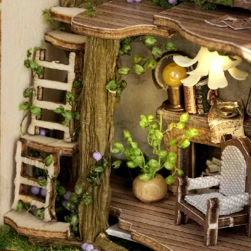 Casa de Muñecas en Miniatura de Madera 3D - Kit de Construcción con Muebles e Iluminación
