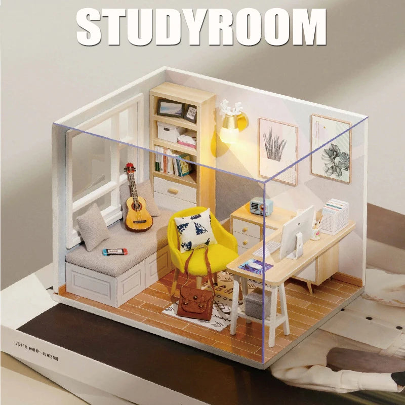 Wooden Miniature Doll House DIY Small House Kit Making Room Toys 3D Puzzle Assembly Building Model Toys for Birthday Gifts | Tesoro Dolls