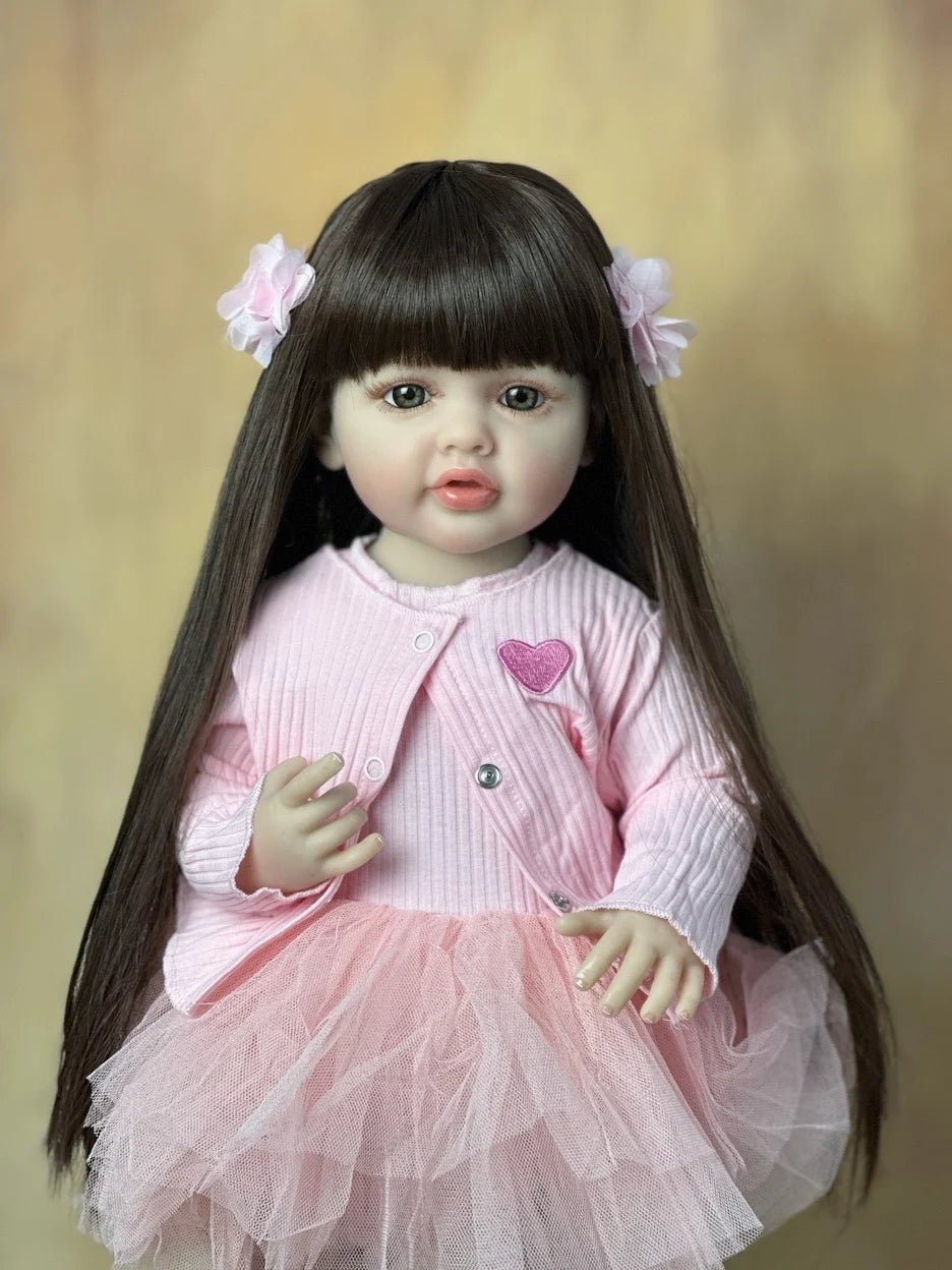 stand reborn baby lifelike girl doll full soft silicone body princess toddler bebe birthday gift