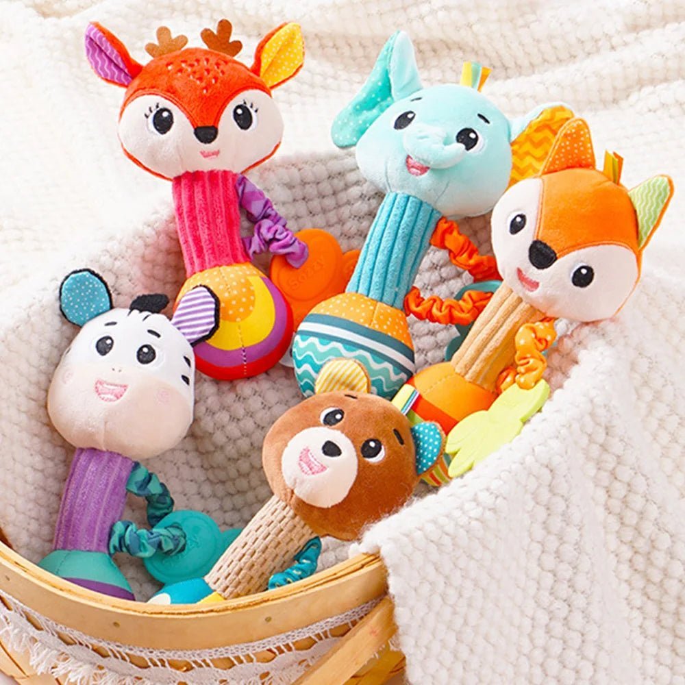 baby rattles soft stuffed animal rattle hand grip baby toys shaker crinkle squeaky sensory travel accessories