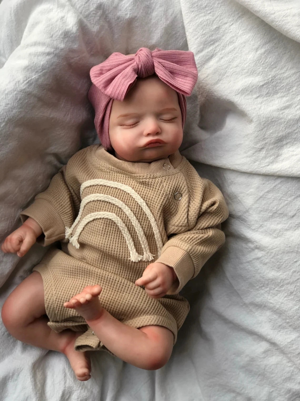 finished painted reborn doll rosalie newborn sleeping doll soft hand-drawing hair 3d skin tone visible veins